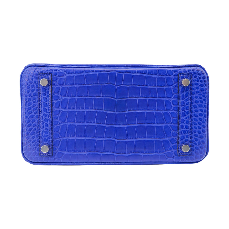 Hermes25cm Birkin Bleu Electrique Matte Alligator Palladium Hardware