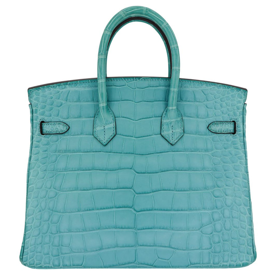 Hermes25cm Birkin Bleu Saint Cyr Matte Alligator Palladium Hardware