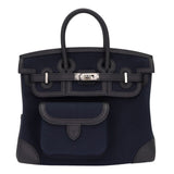 Hermes25cm Birkin Cargo Bleu Marine/ Black Canvas/ Swift Leather Palladium Hardware