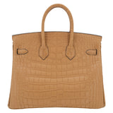 Hermes25cm Birkin Chai Matte Alligator Gold Hardware