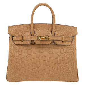 Hermes25cm Birkin Chai Matte Alligator Gold Hardware