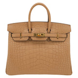 Hermes25cm Birkin Chai Matte Alligator Gold Hardware
