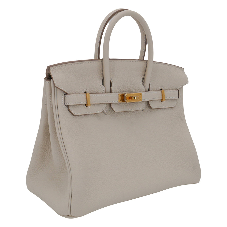 Hermes25cm Birkin Craie Togo Leather Gold Hardware