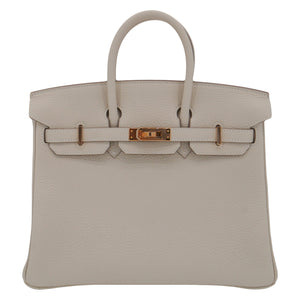 Hermes25cm Birkin Craie Togo Leather Rose Gold Hardware