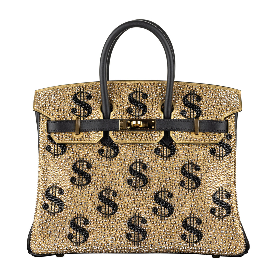Hermes25cm Birkin Customized Gold Moneybags Swarovski Crystal Gold Hardware