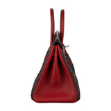 Hermes25cm Birkin Customized "Kiss Me" Lips Swarovski Crystal Palladium Hardware