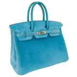 Hermes25cm Birkin Doblis Bleu Suede Palladium Hardware