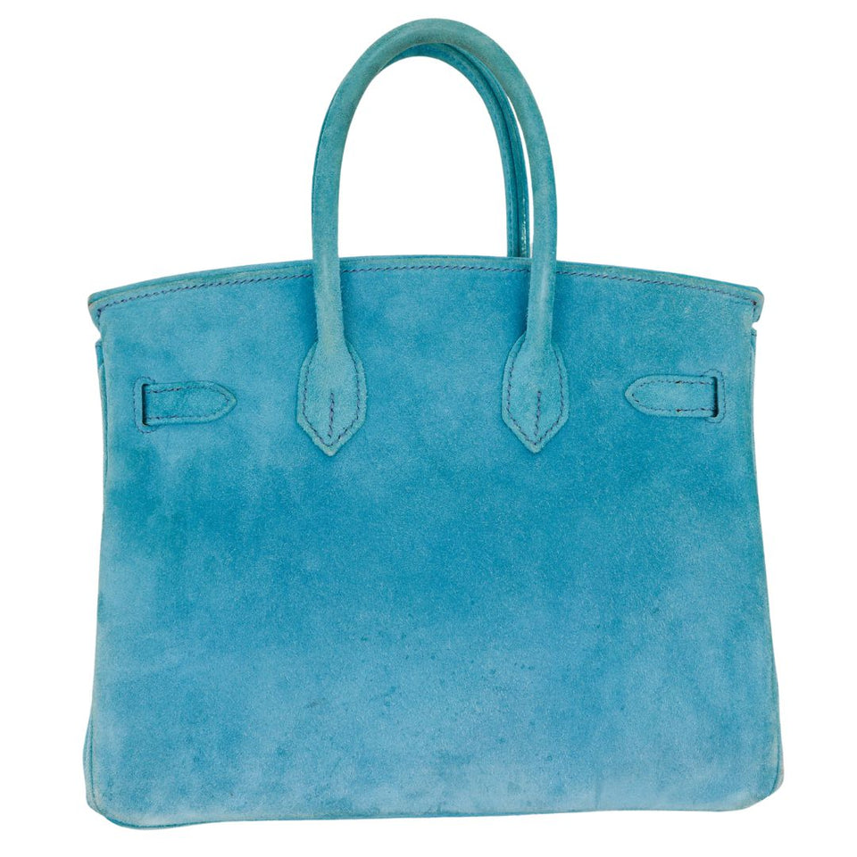 Hermes25cm Birkin Doblis Bleu Suede Palladium Hardware