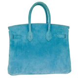 Hermes25cm Birkin Doblis Bleu Suede Palladium Hardware