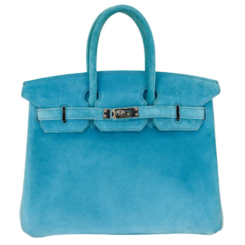 Hermes25cm Birkin Doblis Bleu Suede Palladium Hardware