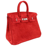 Hermes25cm Birkin Doblis Rouge Vif Suede Palladium Hardware