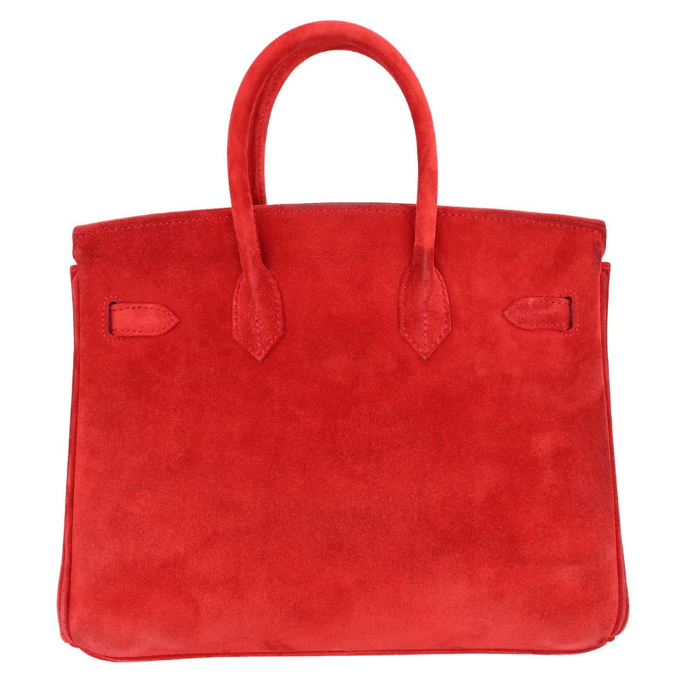 Hermes25cm Birkin Doblis Rouge Vif Suede Palladium Hardware
