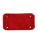 Hermes25cm Birkin Doblis Rouge Vif Suede Palladium Hardware