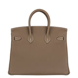 Hermes25cm Birkin Etoupe Togo Leather Palladium Hardware