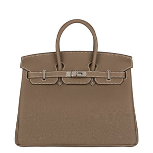 Hermes25cm Birkin Etoupe Togo Leather Palladium Hardware