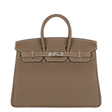 Hermes25cm Birkin Etoupe Togo Leather Palladium Hardware