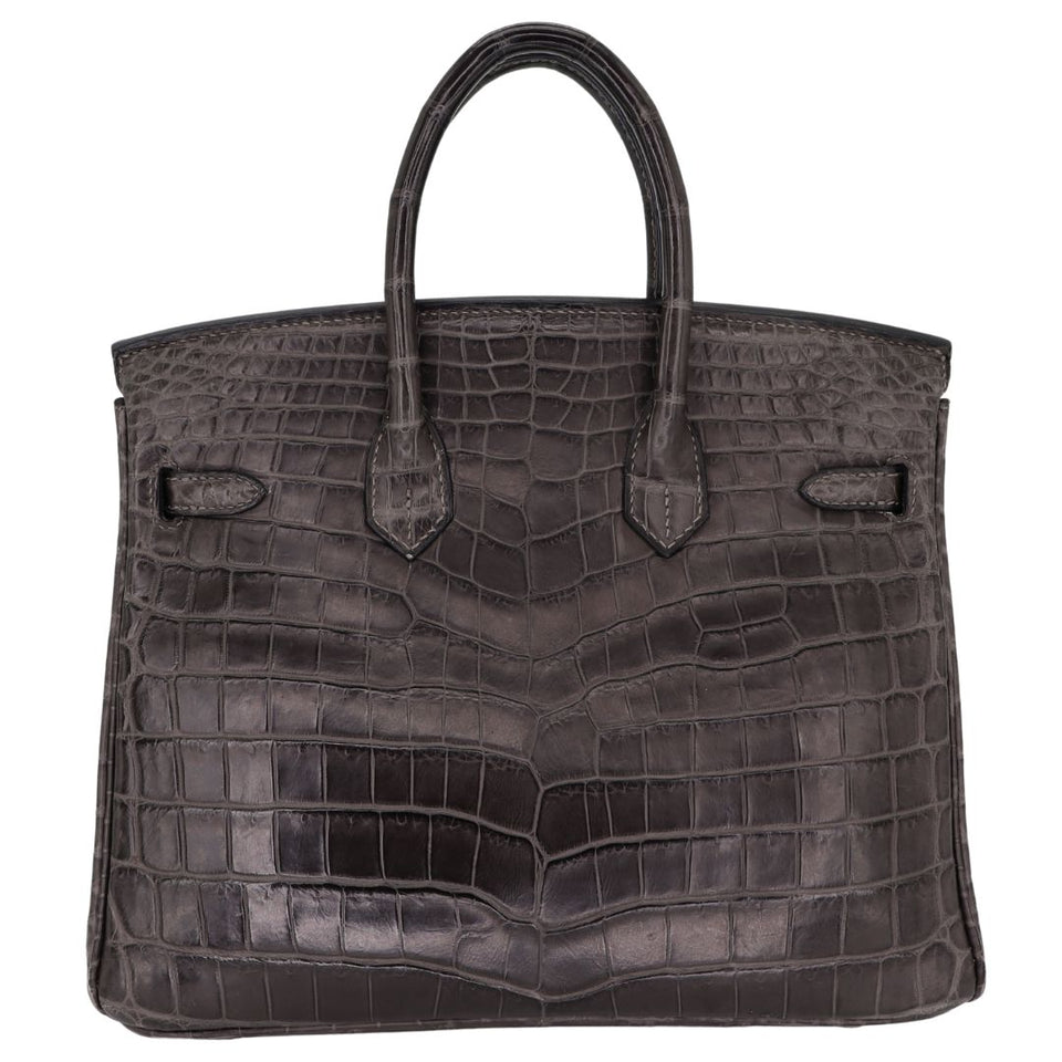 Hermes25cm Birkin Graphite Matte Niloticus Crocodile Palladium Hardware