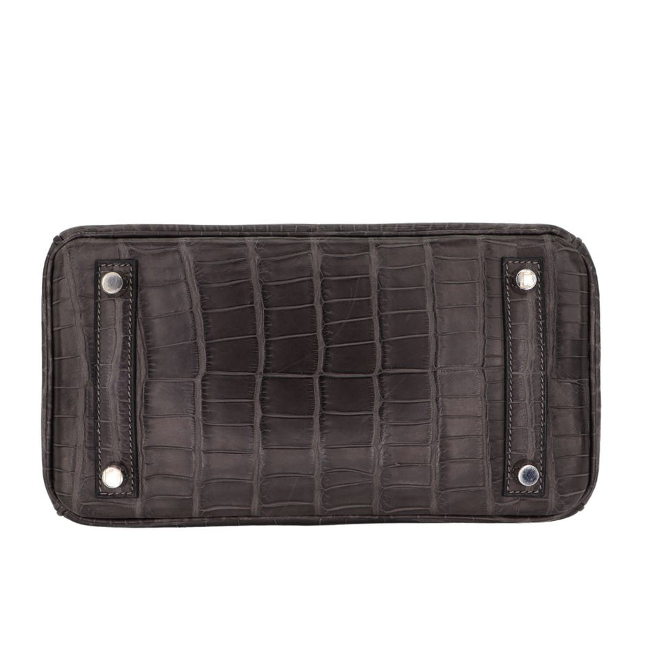 Hermes25cm Birkin Graphite Matte Niloticus Crocodile Palladium Hardware