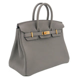 Hermes25cm Birkin Gris Meyer Togo Leather Gold Hardware