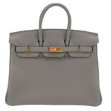 Hermes25cm Birkin Gris Meyer Togo Leather Gold Hardware