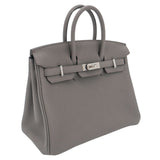 Hermes25cm Birkin Gris Meyer Togo Leather Palladium Hardware