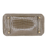 Hermes25cm Birkin Gris Tourterelle Shiny Niloticus Crocodile Gold Hardware