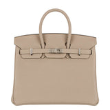 Hermes25cm Birkin Gris Tourterelle Togo Leather Palladium Hardware