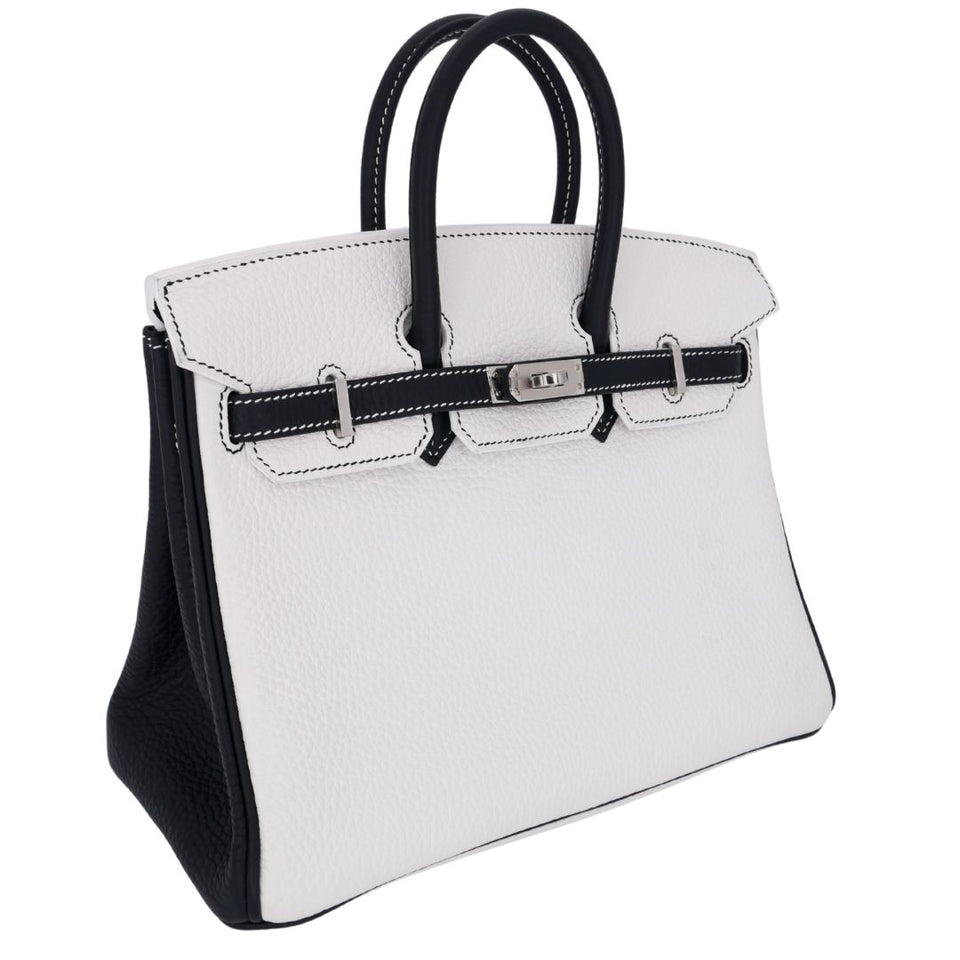 Hermes25cm Birkin HSS Panda Black/ White Clemence Leather Palladium Hardware