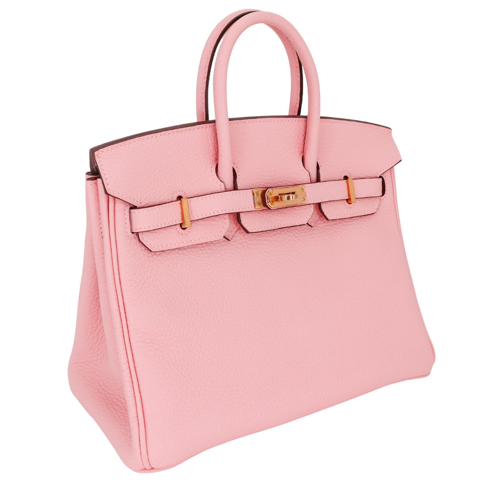 Hermes25cm Birkin HSS Rose Sakura Clemence Leather Rose Gold Hardware