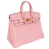 Hermes25cm Birkin HSS Rose Sakura Clemence Leather Rose Gold Hardware