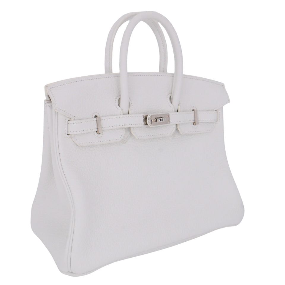 Hermes25cm Birkin HSS White Clemence Leather Palladium Hardware