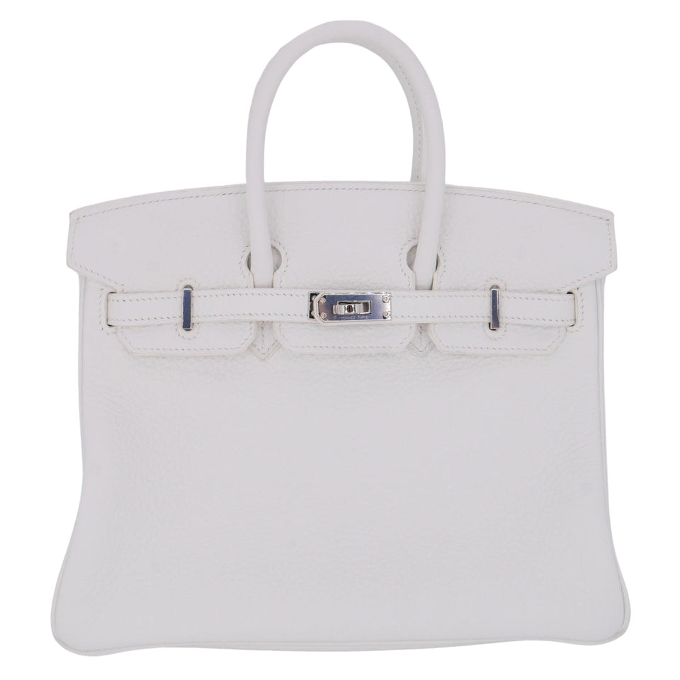 Hermes25cm Birkin HSS White Clemence Leather Palladium Hardware