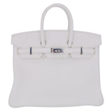 Hermes25cm Birkin HSS White Clemence Leather Palladium Hardware