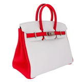 Hermes25cm Birkin HSS White/ Rose Extreme Clemence Leather Brushed Palladium Hardware