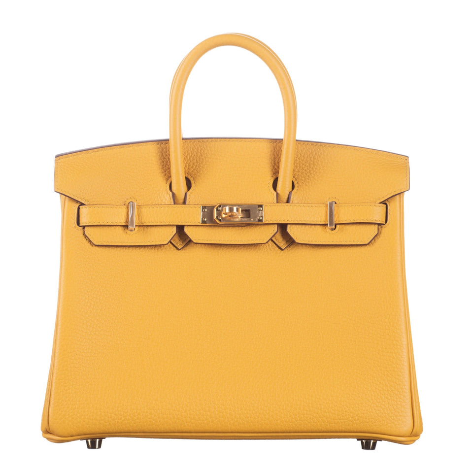 Hermes25cm Birkin Jaune Ambre Togo Leather Gold Hardware