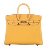 Hermes25cm Birkin Jaune Ambre Togo Leather Gold Hardware