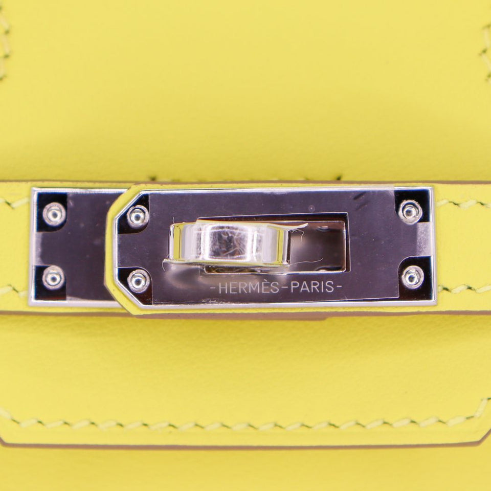 Hermes25cm Birkin Lime Swift Leather Palladium Hardware