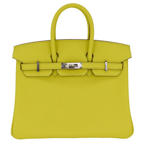 Hermes25cm Birkin Lime Swift Leather Palladium Hardware