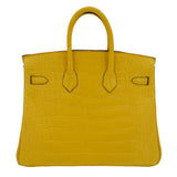 Hermes25cm Birkin Mimosa Matte Alligator Palladium Hardware