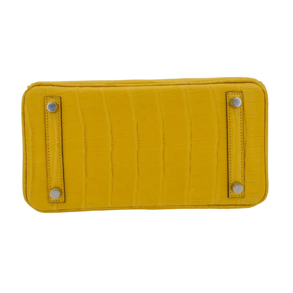 Hermes25cm Birkin Mimosa Matte Alligator Palladium Hardware