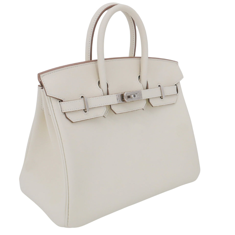 Hermes25cm Birkin Mushroom Swift Leather Palladium Hardware