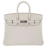 Hermes25cm Birkin Mushroom Swift Leather Palladium Hardware