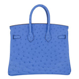 Hermes25cm Birkin Mykonos Ostrich Palladium Hardware