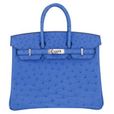 Hermes25cm Birkin Mykonos Ostrich Palladium Hardware