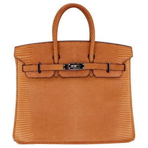 Hermes25cm Birkin Natural Lizard Palladium Hardware