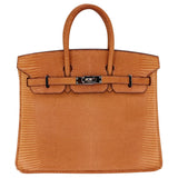 Hermes25cm Birkin Natural Lizard Palladium Hardware