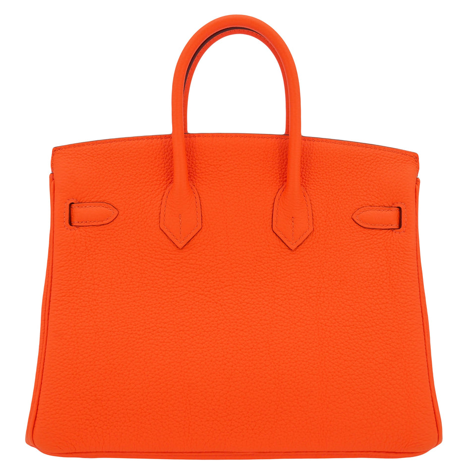 Hermes25cm Birkin Orange Minium Togo Leather Palladium Hardware