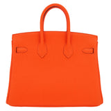 Hermes25cm Birkin Orange Minium Togo Leather Palladium Hardware