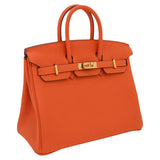 Hermes25cm Birkin Orange Togo Leather Gold Hardware
