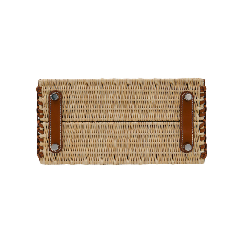 Hermes25cm Birkin Picnic Fauve Barenia Leather/ Osier Wicker Palladium Hardware